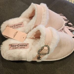 Juicy Couture Blush Pink Furry Slippers